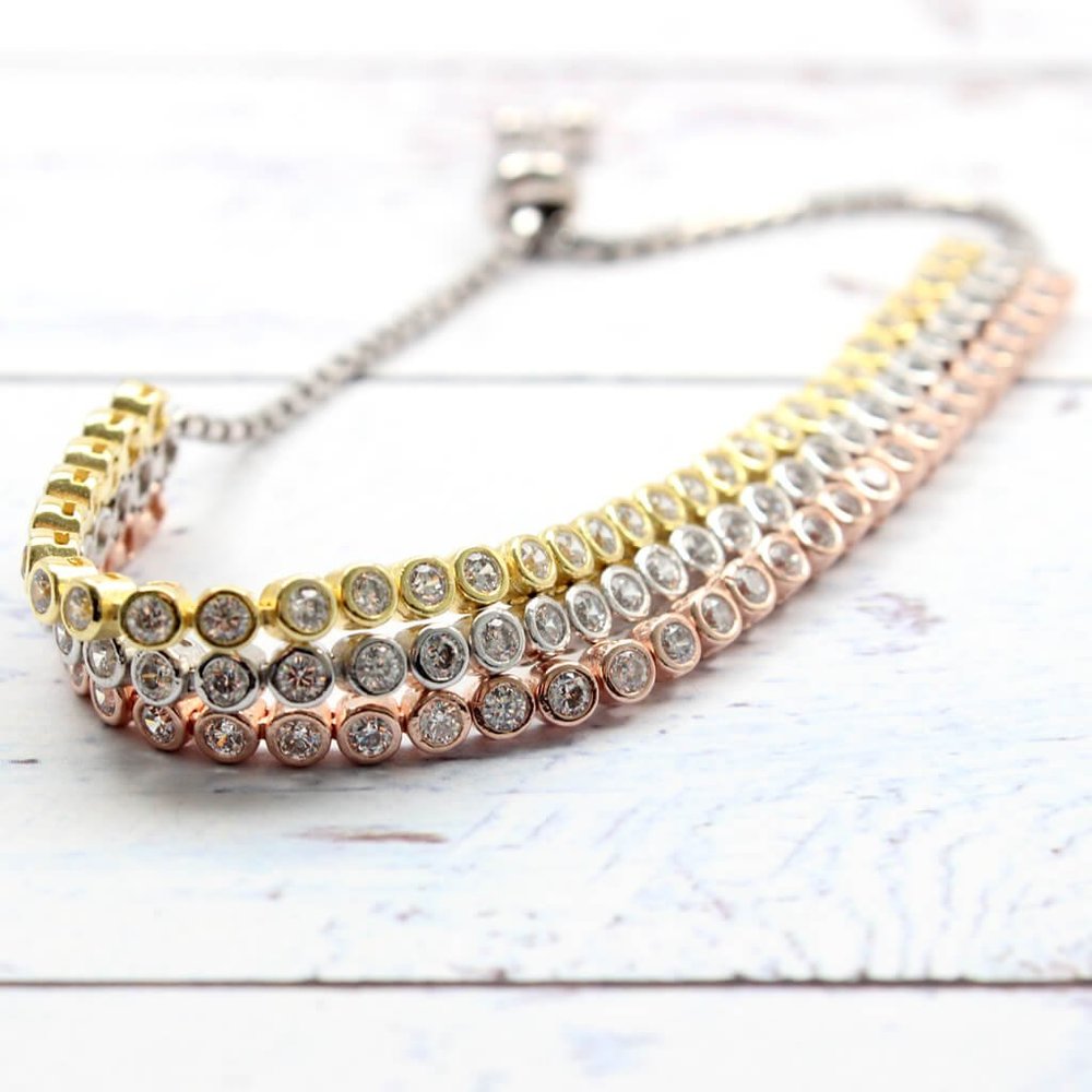 TRIPLE ROW COLORFUL TENNIS BRACELET